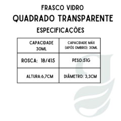 FRASCO VD 30ml R.18/415 QUADRADO TRANSP - comprar online