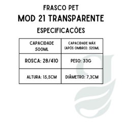 FRASCO PET 500ml R.28/410 MOD 21 TRANSP - comprar online