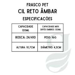 FRASCO PET 120ml R.24/410 CILIN RETO ÂMBAR - comprar online