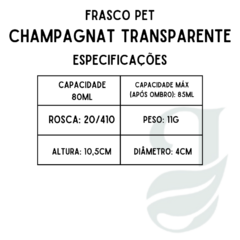 FRASCO PET 80ml R.20/410 CHAMPAGNAT TRANSP - Jessie Essências
