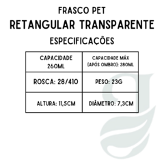 FRASCO PET 260ml R.28/410 RETANGULAR TRANSP - comprar online