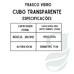 FRASCO VD 250ml R.28/410 CUBO TRANSP - comprar online