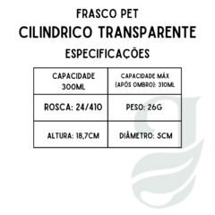 FRASCO PET 300ml R.24/410 CILIN TRANSP - comprar online
