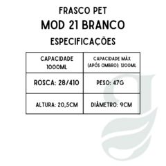 FRASCO PET 1000ml R.28/410 MOD 21 BRANCO - comprar online