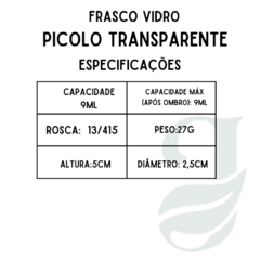 FRASCO VD 09ml R.13/415 PICOLO CILIN TRANSP - Jessie Essências