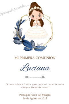 Estampita de Comunión niña