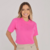 Camiseta feminina basica com pedraria - ROSA NEO - Virthy Moda Feminina