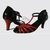 Sandalia de Tiras Bicolor Preta e Vermelha Salto 5,5cm