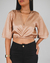 Blusa Cropped Cetim Estampada Dink Do