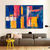 Quadro Decorativo Abstrato Azul Amarelo e Rosa