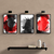 Kit com 3 Quadros Decorativos Abstrato Vermelho e Preto