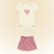 Conjunto Body manga curta e Short Saia Fakini - Fofinhos Baby