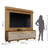 Home Theater 3 Portas Painel Ripado Montreal Valdemóveis - Cinamomo/Off White - Rufino Decor