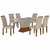 Mesa de Jantar Larissa 180x90cm com 6 Cadeiras Leifer Cor Off White Freijó com Assento Palha - comprar online