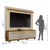 Home Theater 3 Portas Painel Ripado Montreal Valdemóveis - Off White/Cinamomo - Rufino Decor