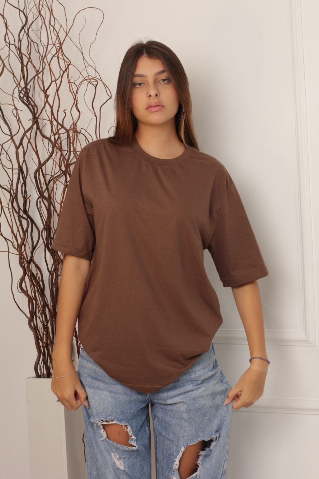 Camiseta marrom hot sale feminina