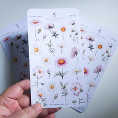 Sheet of 19 Botanical Daisies Stickers Bullet Bujo Scrap on internet