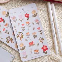 Floral sticker sheet and handmade A6 notebook - Tuky Waingan Handmade