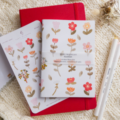 Floral sticker sheet and handmade A6 notebook