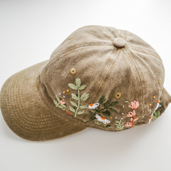 Hand embroidered vintage denim cap - buy online