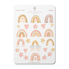 Hoja De 25 Stickers Arcoiris boho Bullet Bujo, Scrapbook