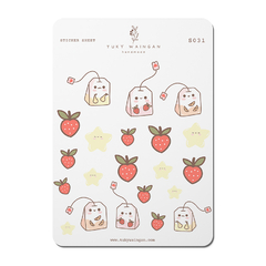 Sheet of 21 kawaii "Tea bags" stickers