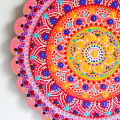 Mandala de 20 CM - Rosa Naranja - Tuky Waingan Handmade