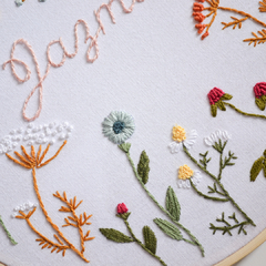 Image of Custom embroidery of colorful flowers