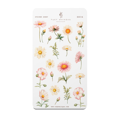 Sheet of 19 Botanical Daisies Stickers Bullet Bujo Scrap