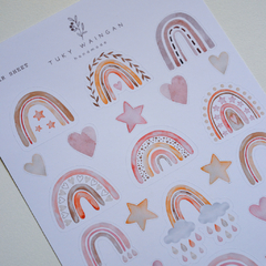 Hoja De 25 Stickers Arcoiris boho Bullet Bujo, Scrapbook - tienda online