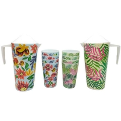 SET JARRA + 4 VASOS ESTAMPADOS