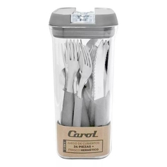 SET CUBIERTOS CAROL 24pz. + TARRO GRIS