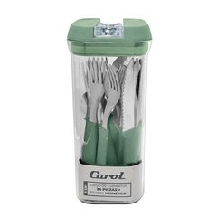 SET CUBIERTOS CAROL 24pz. + TARRO VERDE