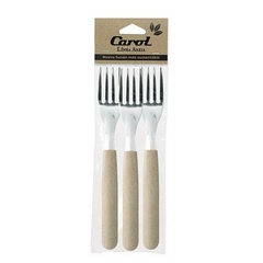 TENEDOR CAROL M/PLASTICO x3 BEIGE