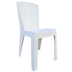 SILLA PLASTICA SIMIL RATAN BLANCA - comprar online