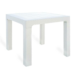 MESA ALTA SIMIL RATAN 80x80cm BLANCA - comprar online