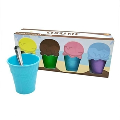 VASO CUCURUCHO C/CUCHARA PACK x4