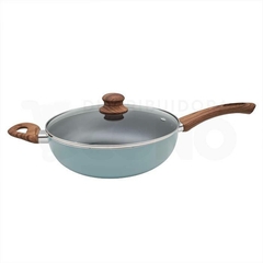 WOK CAROL ANTIADHERENTE 26cm AZUL T/VIDRIO