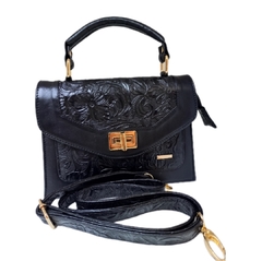 #121 Bolsa Mini negra flores