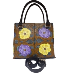 #111A Bolsa artesanal flores lila - tienda en línea