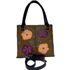 #111A Bolsa artesanal flores moradas - comprar en línea