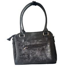 #140 Bolsa de piel flores negro - CHAMPHS