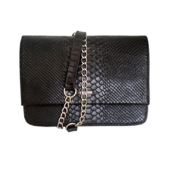 #114 Bolso piel víbora negro