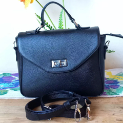 #120 Bolsa de piel negro flother