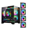 GABINETE MATX GAMER AQUARIO HAYOM GB1790 PRETO 4X FANS LED RGB - PRETO