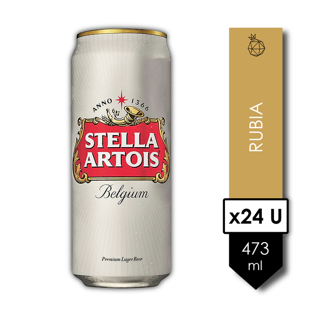 Pack Stella Artois x 24 Latas . Cerveza . 473ML