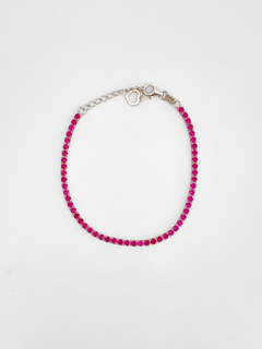 PULSEIRA RIVIERA FINA ZIRCONIA ROSA PRATA 925