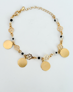 PULSEIRA TREVO COM OLHO GREGO BANHO OURO 18k - comprar online