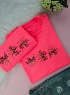 T-shirt Flores Rosa Neon