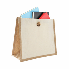 BOLSA ECOLOGICA YUTE loneta laminada boton fuelle yam - comprar en línea